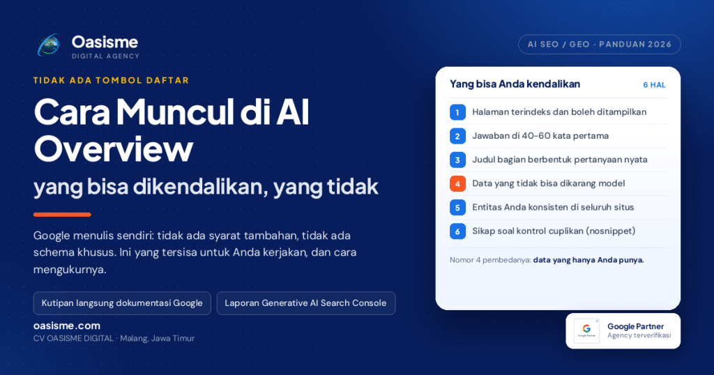 Cara muncul di AI Overview Google: enam hal yang bisa dikendalikan pemilik situs
