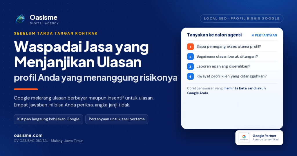 Ilustrasi artikel: kriteria memilih jasa optimasi Profil Bisnis Google tanpa janji ulasan