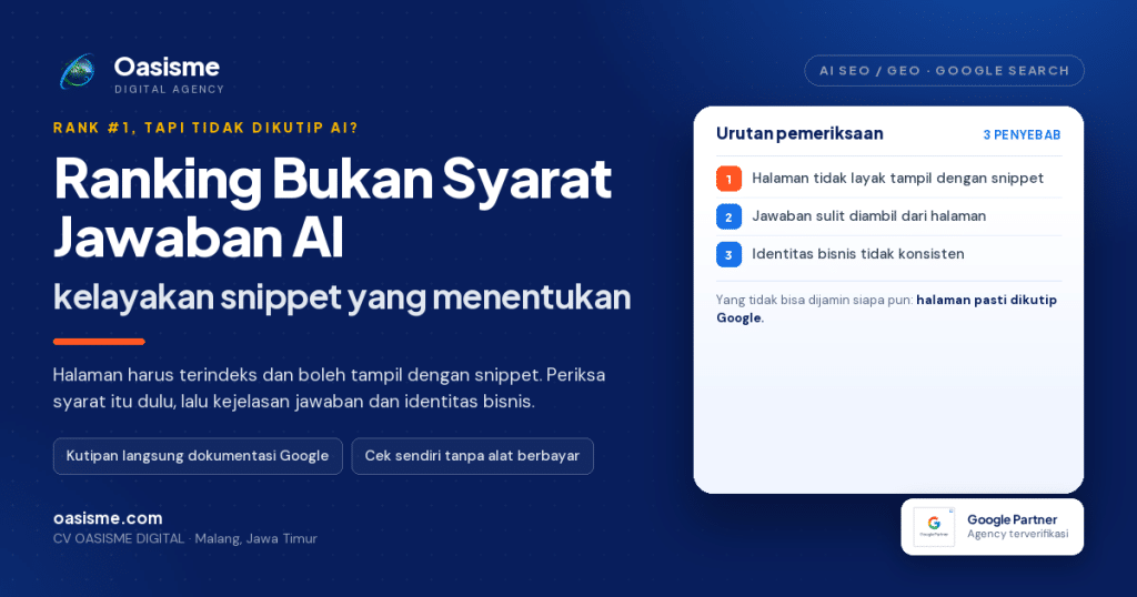 Ilustrasi artikel: kenapa situs peringkat satu Google tidak muncul di jawaban AI
